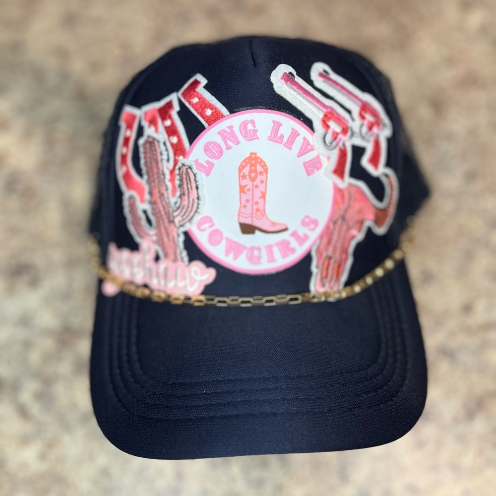 Navy & pink 'Long Live Cowgirls' Custom Cap